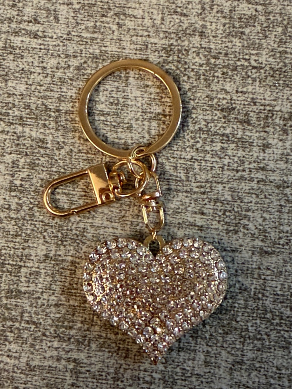 Gold Heart Crystal Keychain Bag Charm - Sparkling Pink Heart ya
